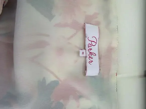 Parker 100% Silk Ruffle Front High-Low Floral Fiesta Dress Size Medium - Picture 8 of 9